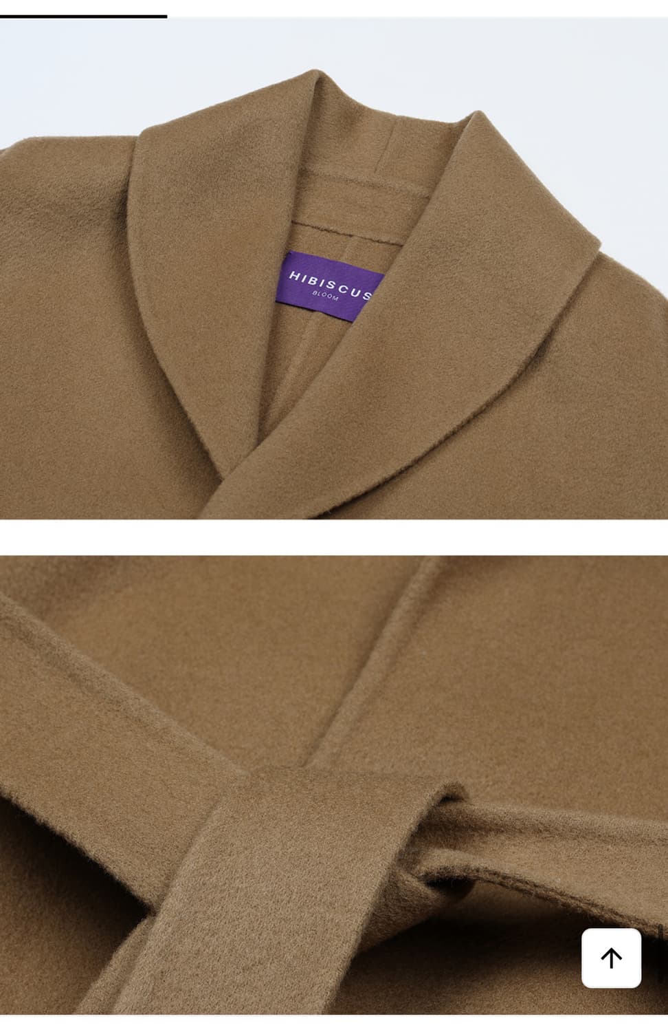 택달린 새상품)히비스커스블룸 핸드메이드 숄 울 캐시미어 코트 카멜  상품이미지5