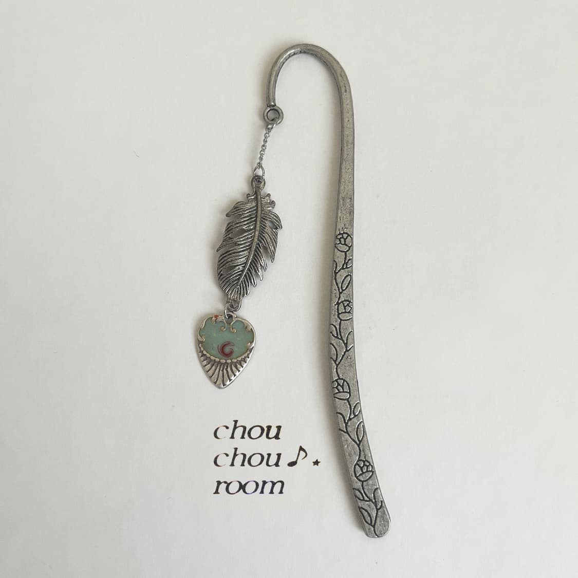 메탈 펜던트 책갈피⊰feather heart⊱ metal bookmark 상품이미지3