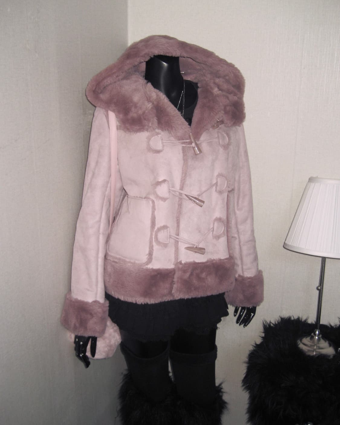 Jpn 핑크 퍼 떡볶이 코트 무스탕 퍼자켓 아우터 히메갸루 떡코 상품이미지4