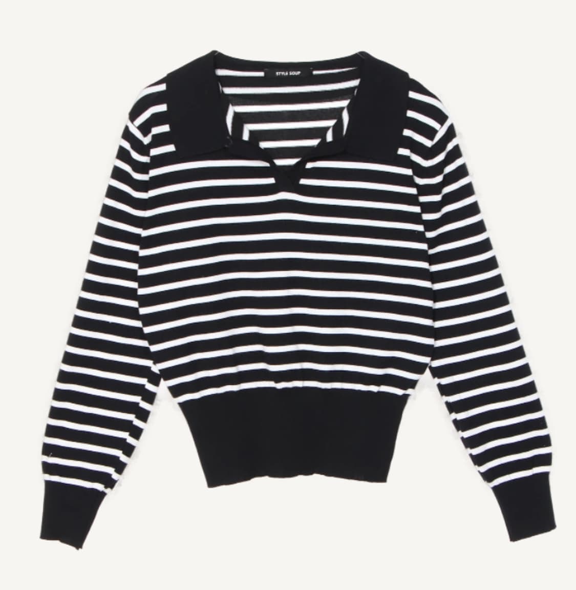 style soup 스트라이프 카라 긴팔 상품이미지1