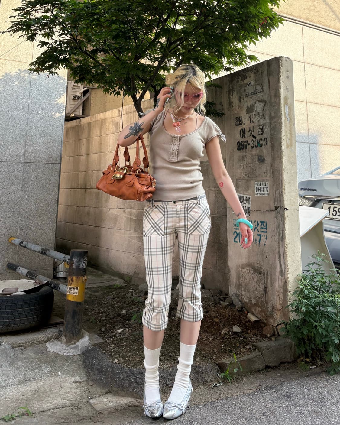 버버리 블루라벨 노바체크 카프리팬츠 상품이미지1