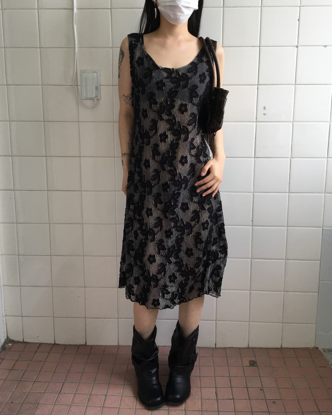 Pattern point sleeveelsss onepiece 상품이미지7