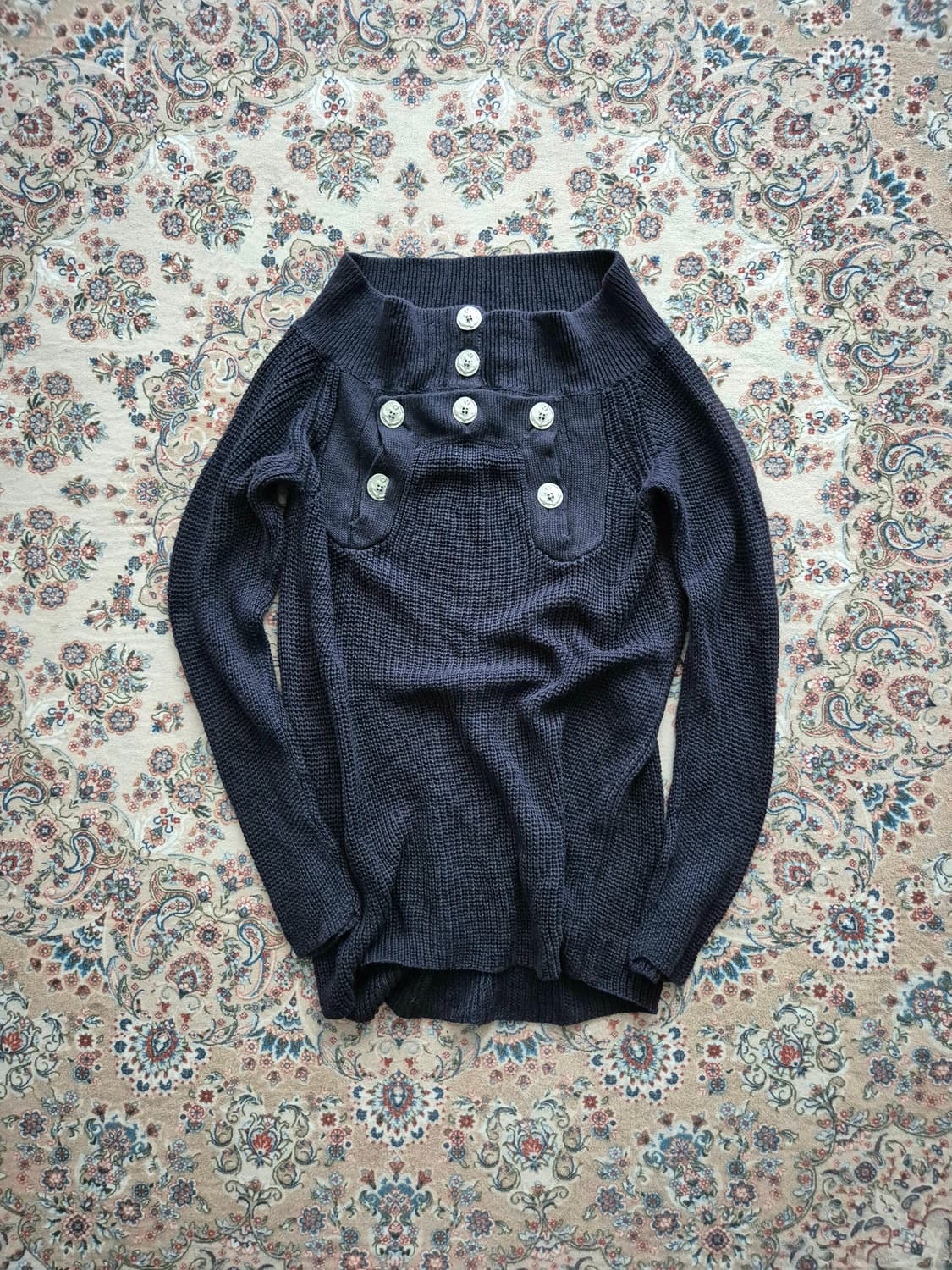 장 폴 고티에 리넨 와플 스퀘어넥 니트 상품이미지1