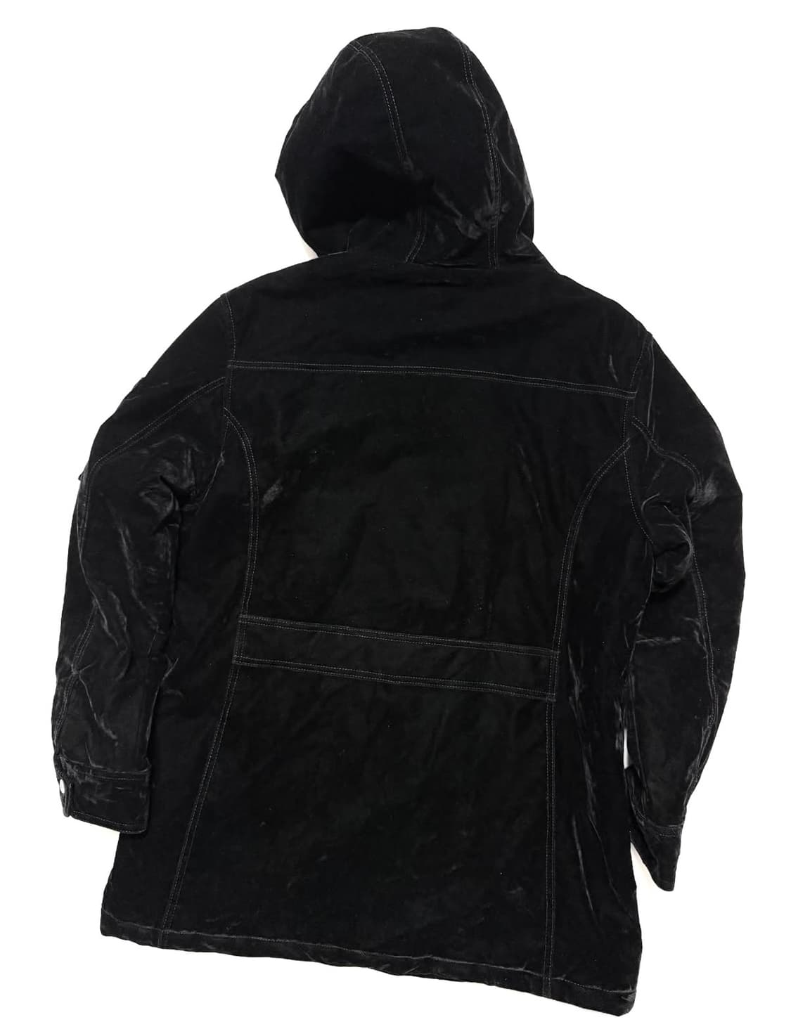 Naughty Style - 버클 벨벳 코트 상품이미지3