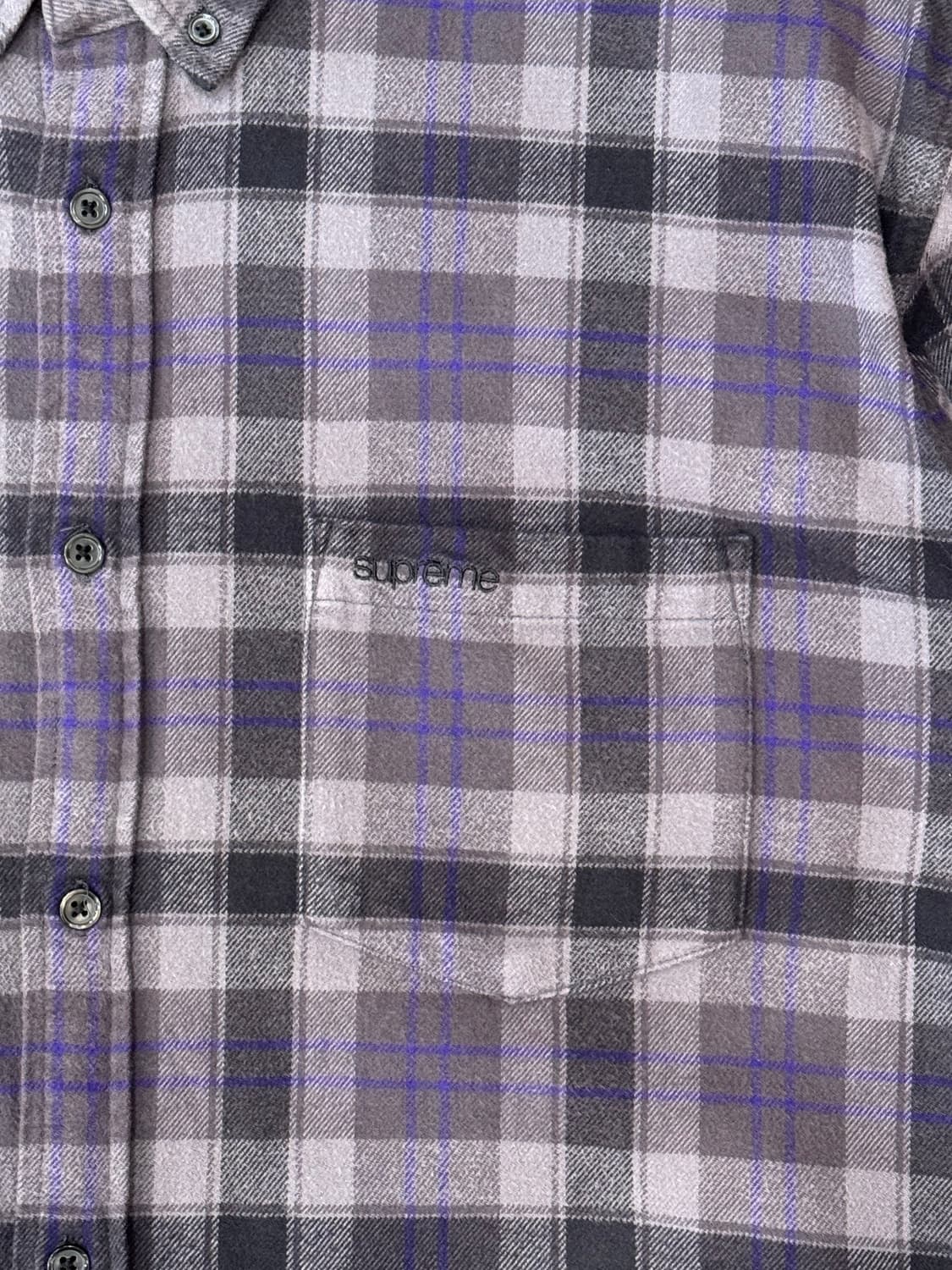 [L] 슈프림 플레이드 플란넬 셔츠 블랙 - 24SS 상품이미지3