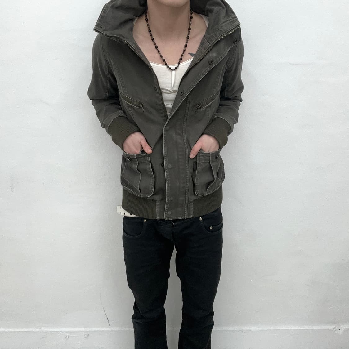 Khaki grunge Bono hood jacket  상품이미지2