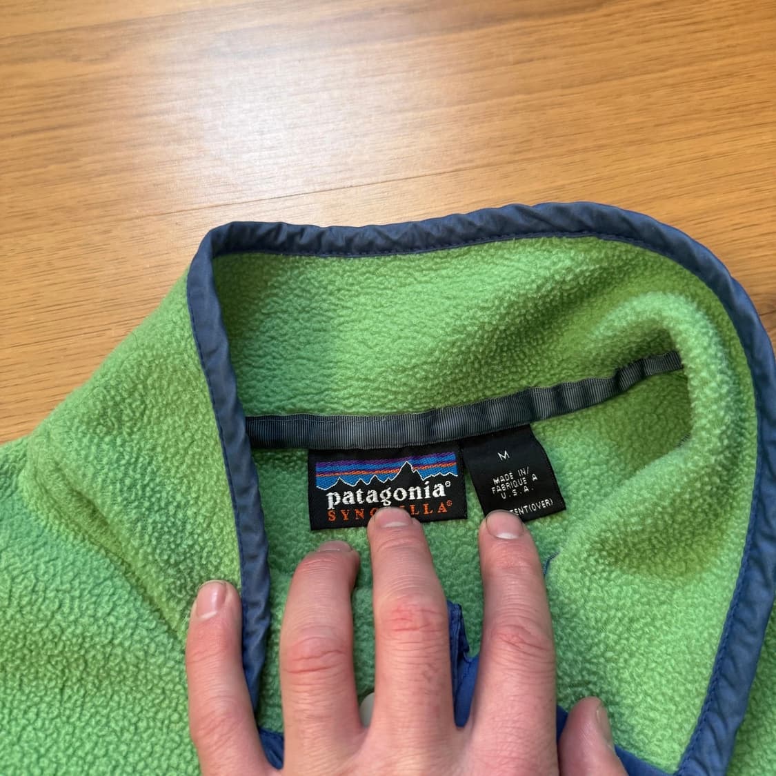90s 파타고니아 신칠라 스냅-T 그린/블루 USA 상품이미지4