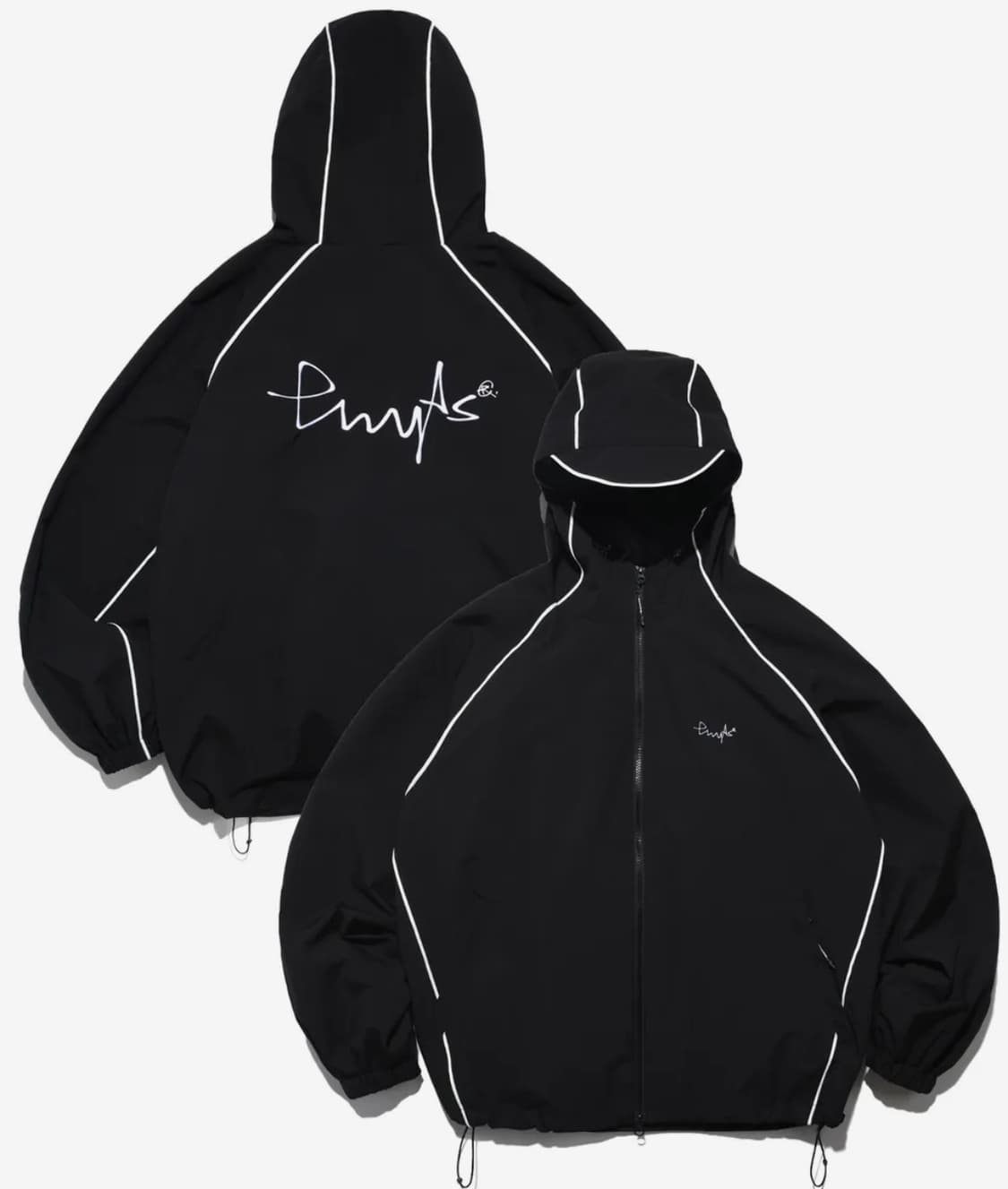 파이핑 사인로고 후드 자켓 블랙 상품이미지1