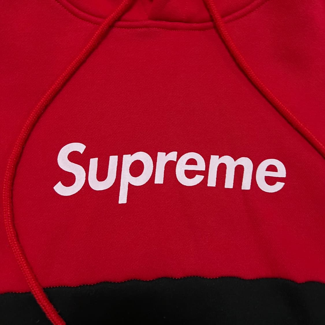 슈프림 투톤 배색 로고 프린팅 기모 후드티 [레드/블랙] 2XL/110 상품이미지4