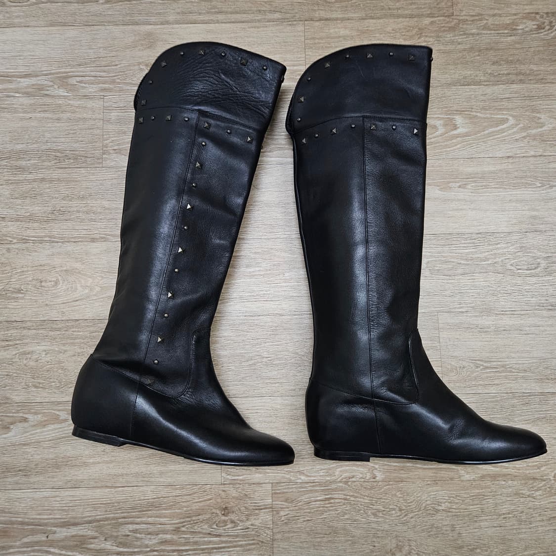 미착용) 에스콰이어 스터드 가죽 롱부츠 245 상품이미지1