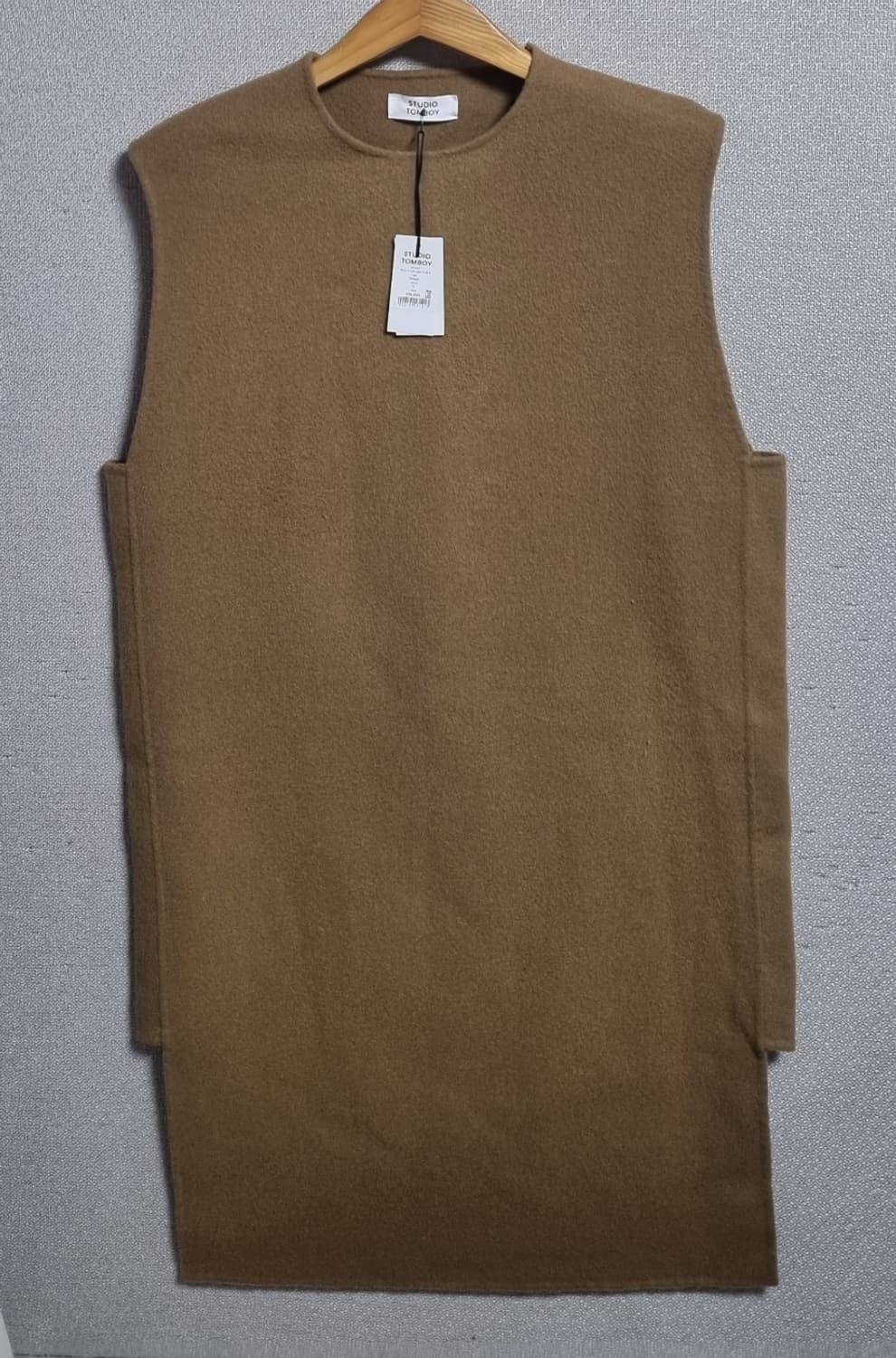 새상품) S (55) 스튜디오톰보이 다크베이지 울/앙고라 민소매 원피스  상품이미지1