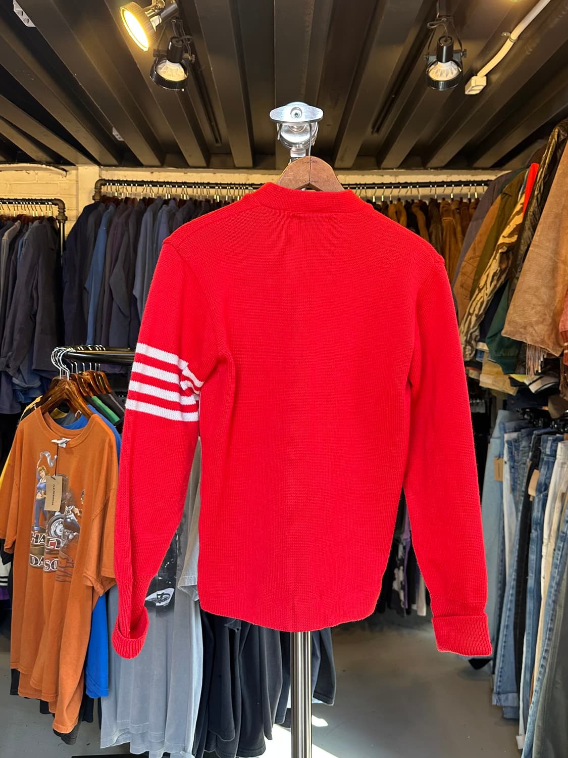 50-60s Virgin Wool 레터맨 가디건 스웨터 우먼스 상품이미지2