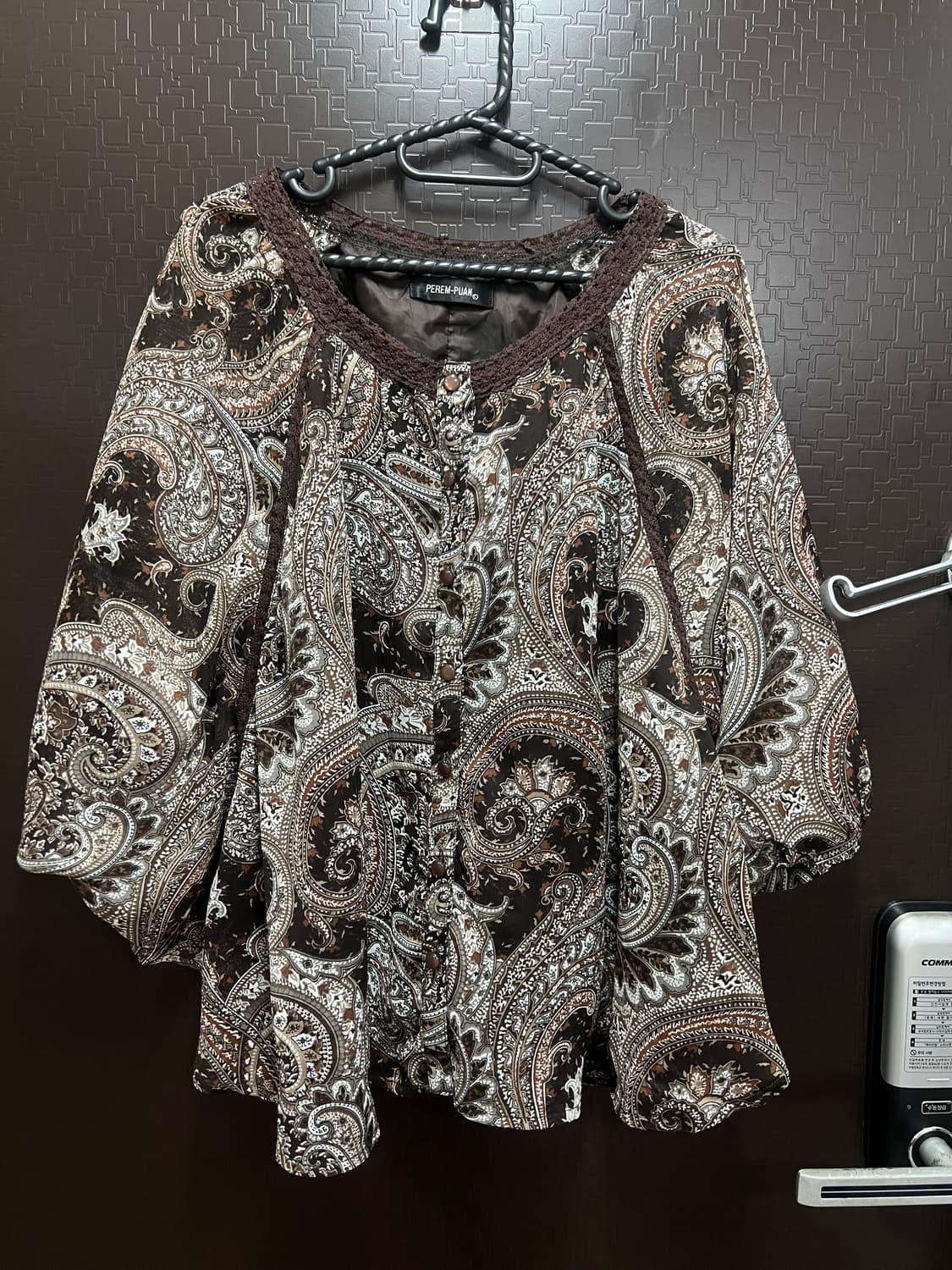 빈티지 브라운 페이즐리 블라우스 free 상품이미지1