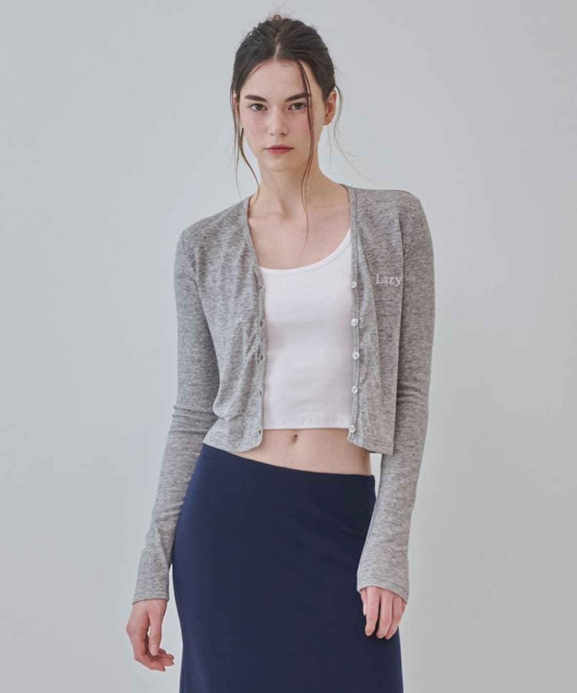 레이지지 울 앙고라 브이넥 가디건 그레이 상품이미지1