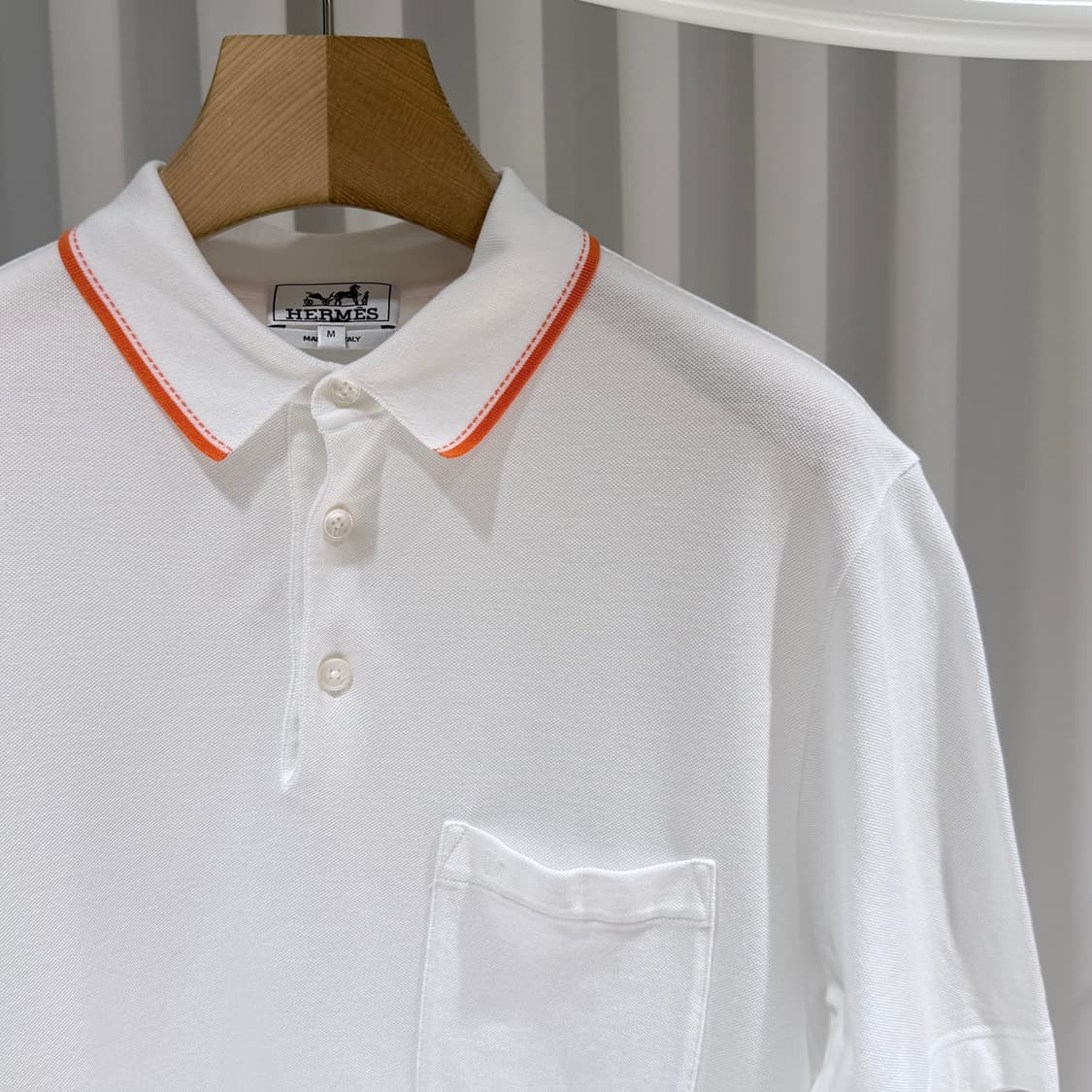 (A+/M) / 에르메스 피크르셀리에 폴로 코튼 화이트 반팔 티셔츠 상품이미지4