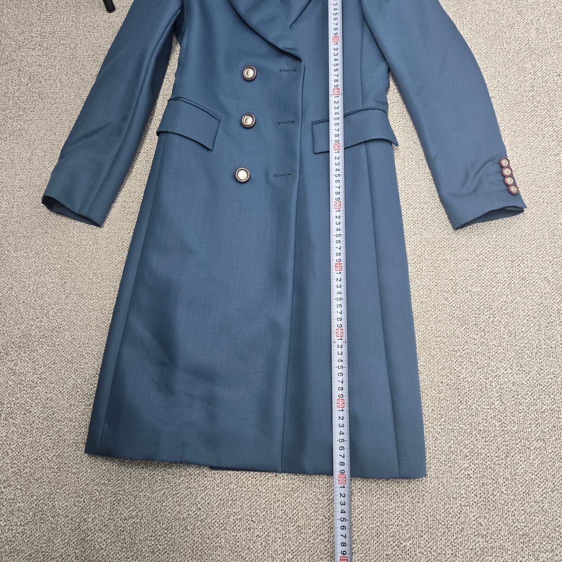 0828 미샤 모헤어 블랜딩더블 버튼 롱 코트 블루 55 상품이미지9