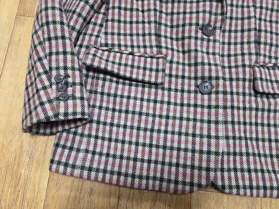 룩캐스트(LOOKCAST) 핑크 깅엄체크 울자켓 55-66 상품이미지6