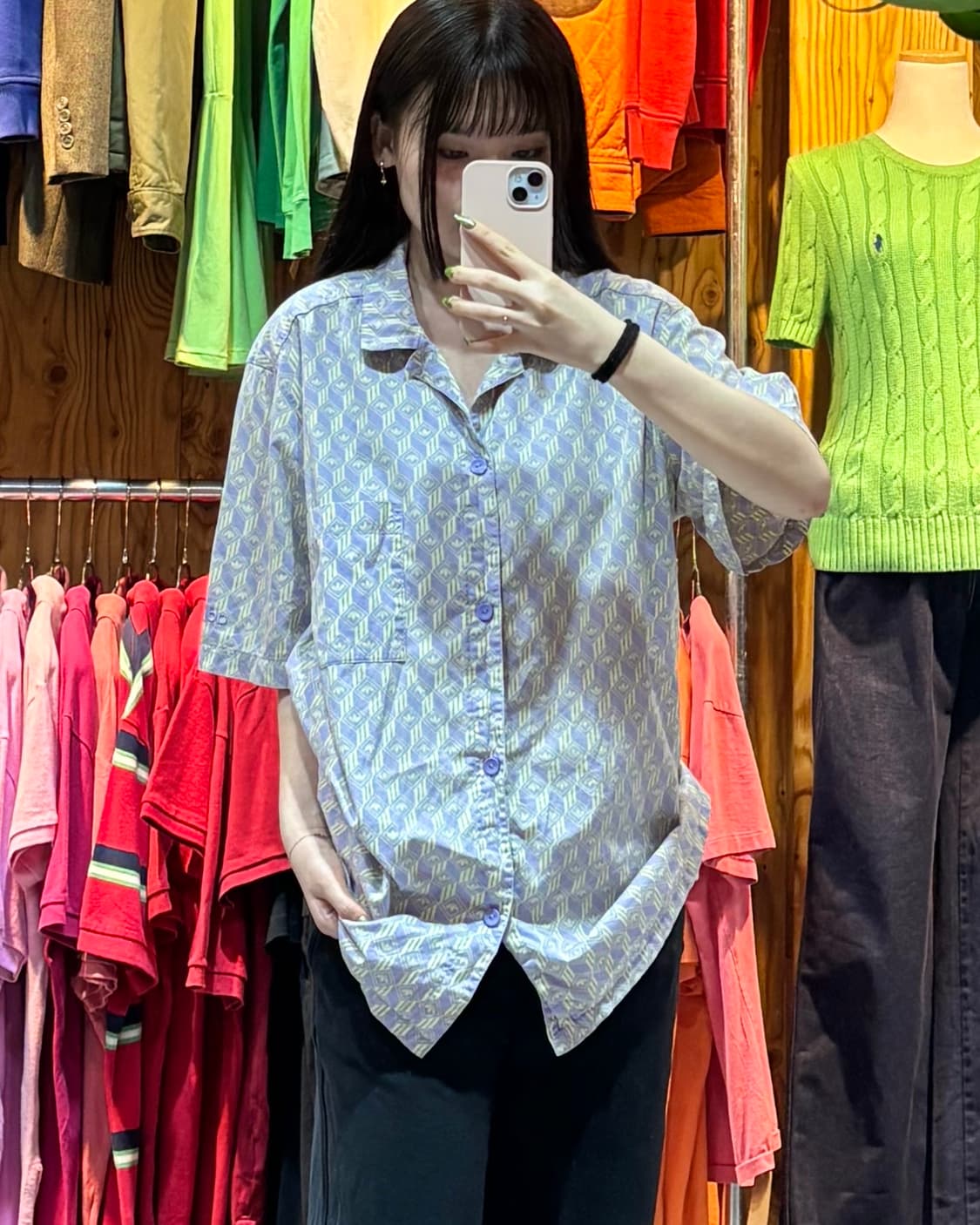 M 아디다스 심볼패턴 스펠링 로고 반팔 셔츠 상품이미지1