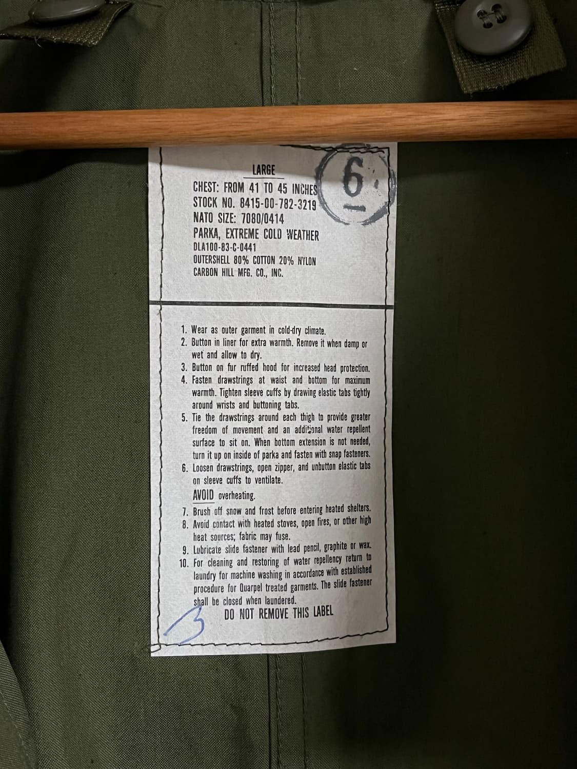 M65 피쉬테일 파카 오리지널 개파카 L 데드스탁 상품이미지3