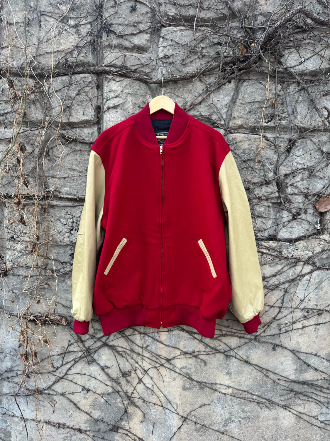 80~90s 할로웨이 빈티지 울 레더암 바시티 자켓 xl 상품이미지1