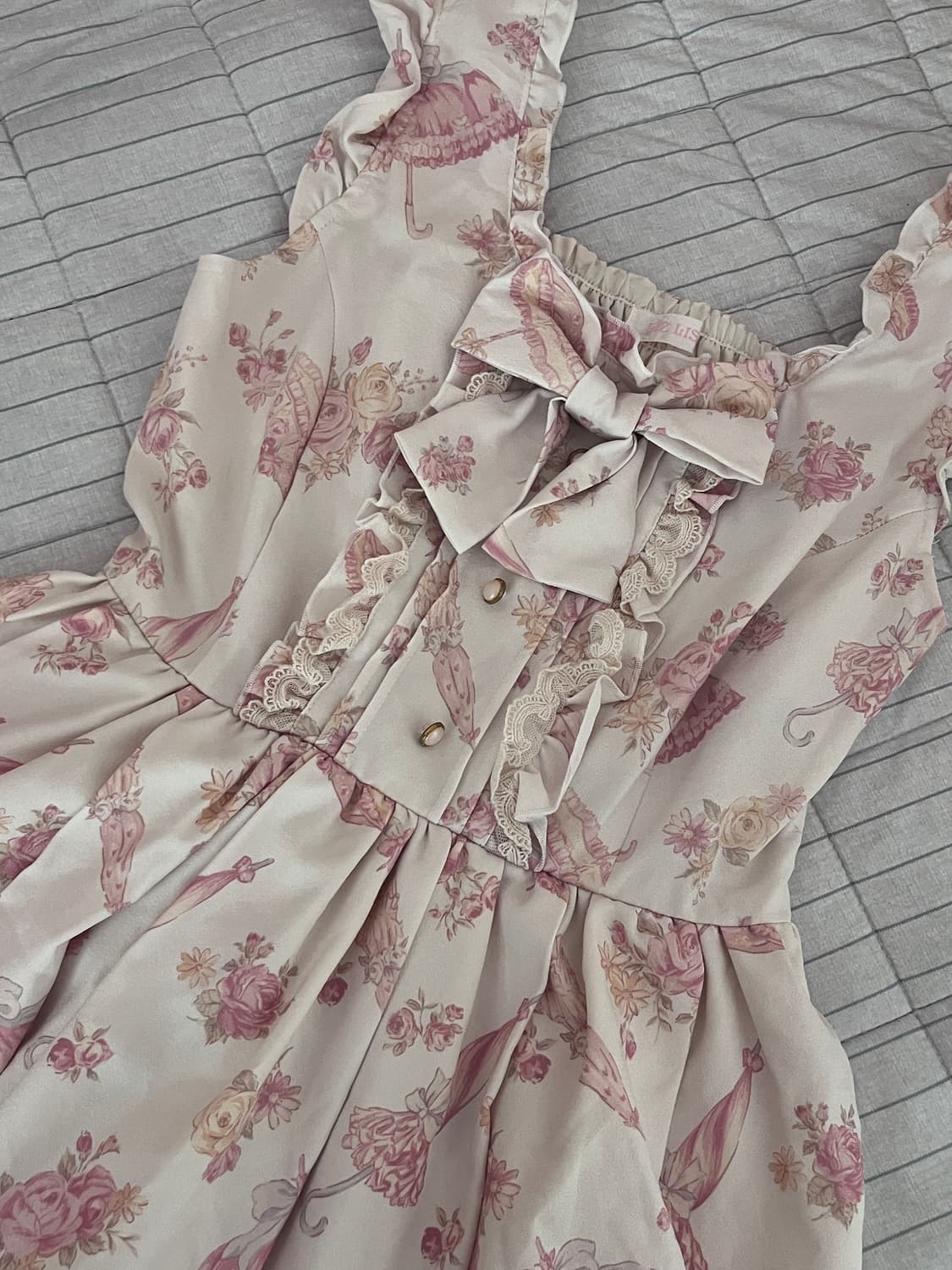 리즈리사 일본 빈티지 플로럴 리본 원피스 히메갸루 점스카 나시 상품이미지2