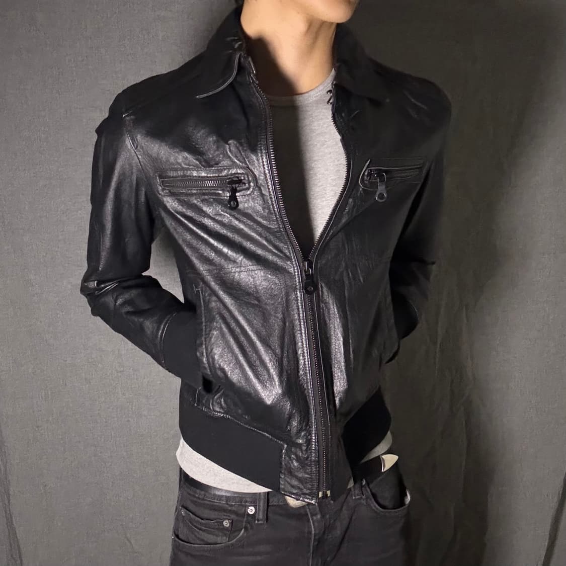 japan vintage lamb skin leather jacket 상품이미지6