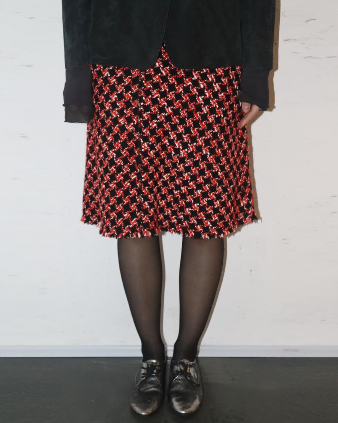 프라다 00s 프린지 디테일 A라인 울 스커트 상품이미지1