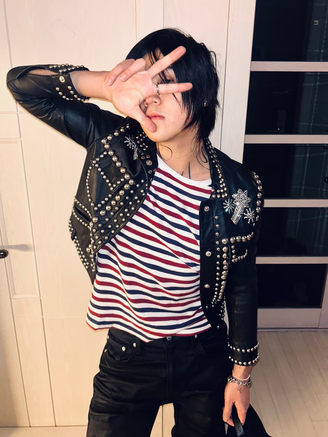 Sheep Skin Leather Line Stud jacket 상품이미지6