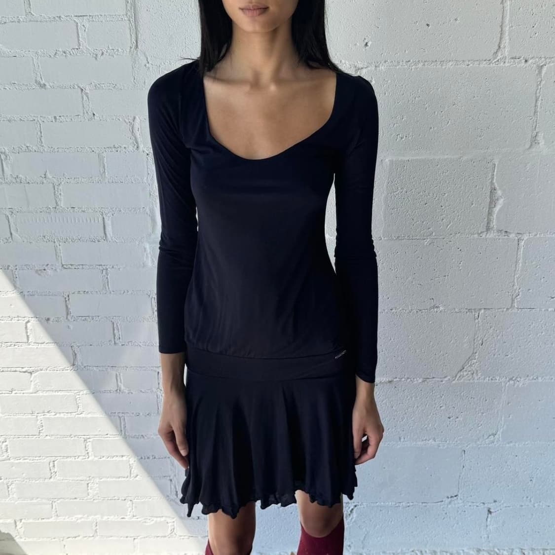 Patrizia Pepe 유럽 빈티지 블랙 스트레치 저지 드레스 상품이미지6