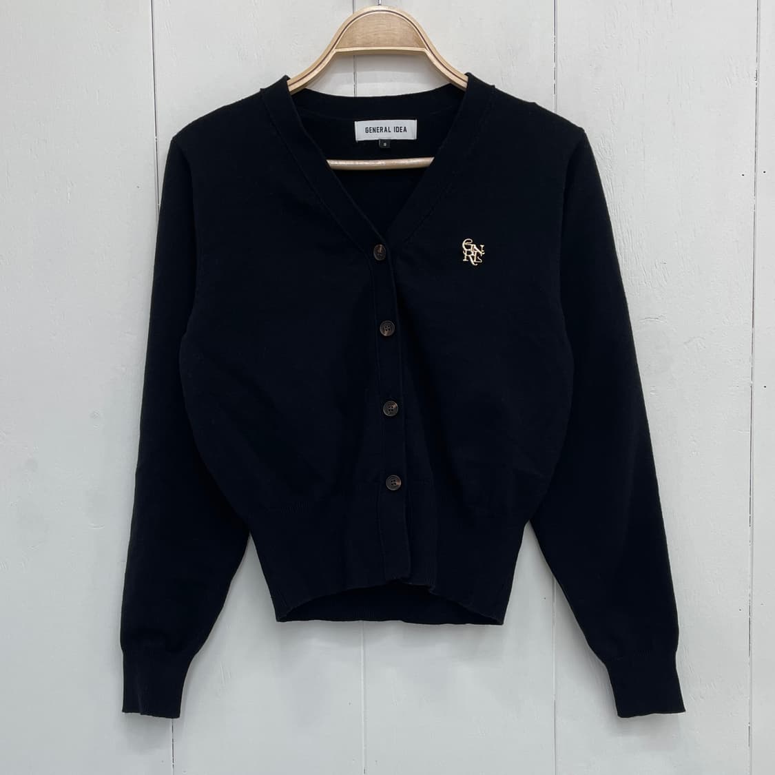 제너럴 아이디어 로고 자수 브이넥 가디건 상품이미지2