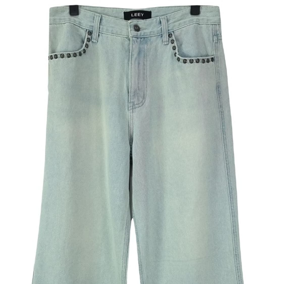 [LEEY YEEL] 아이스워싱 스터드 리벳 와이드 데님팬츠 M19814 상품이미지4
