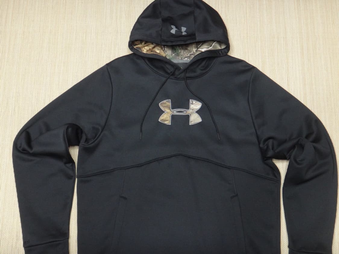 (M/95) 언더아머 남성 빅로고 기모안감 후드티 블랙 상품이미지3