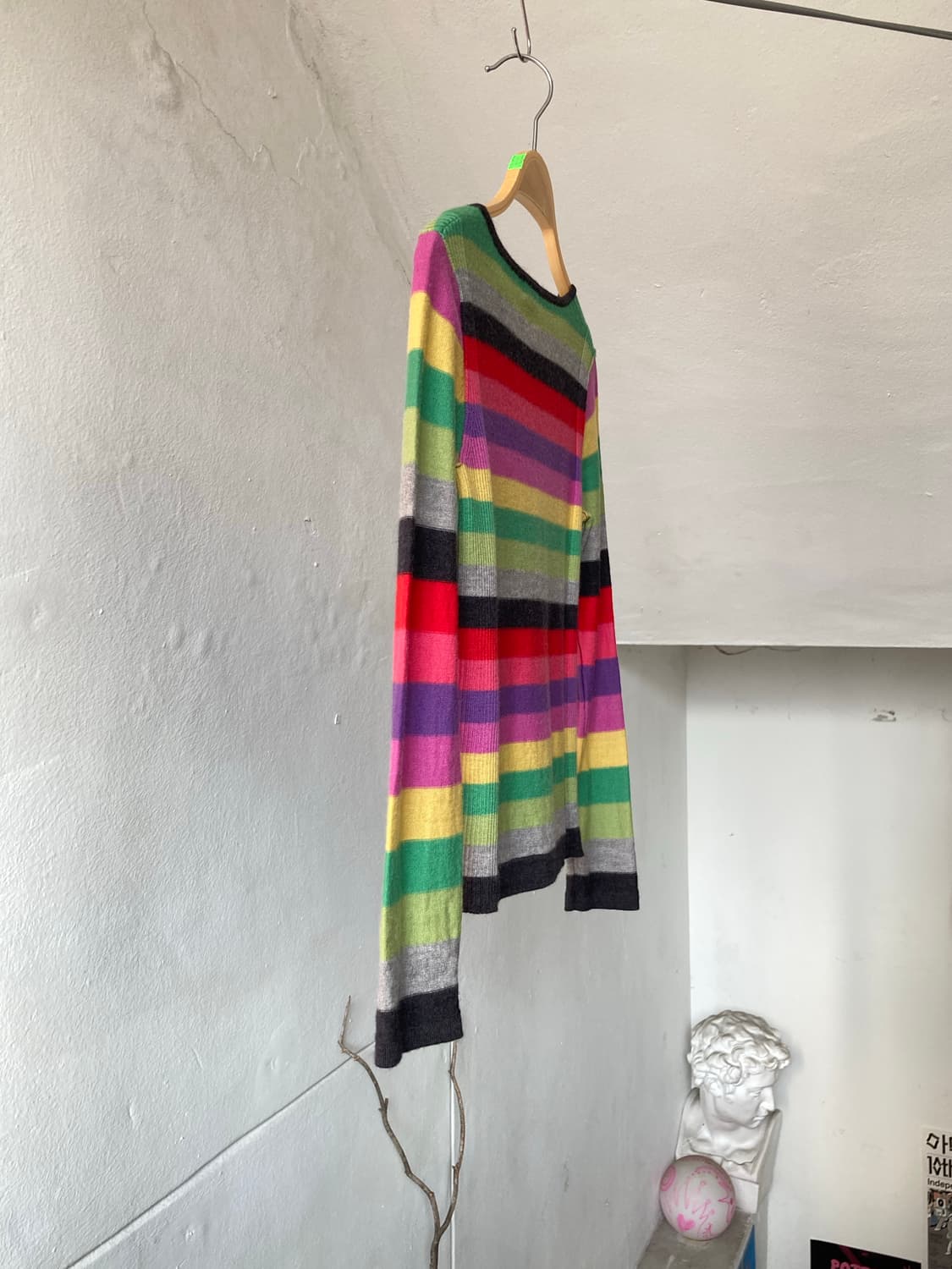 울 무지개 스트라이프 저스트핏 니트탑 상품이미지7