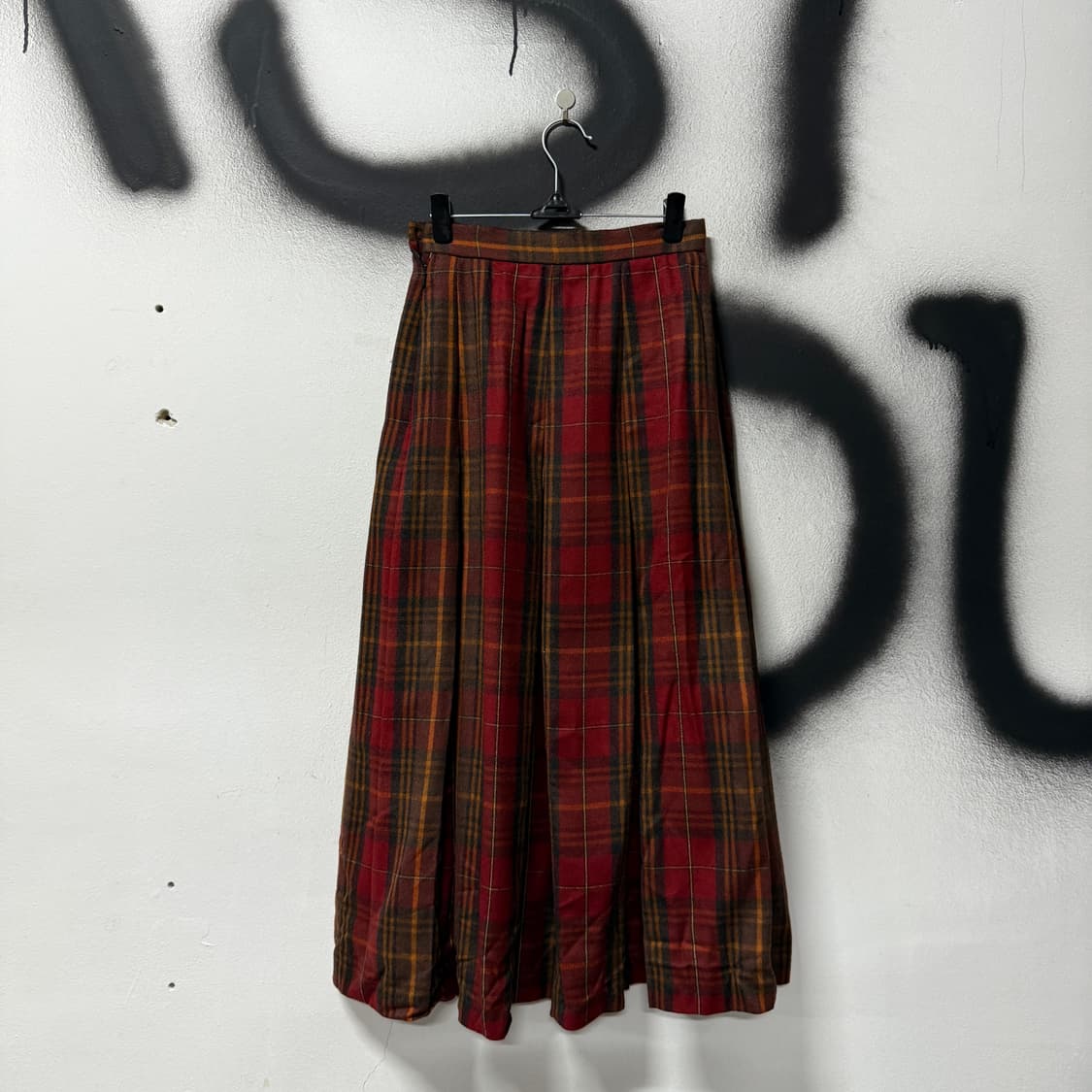 VTG 빈티지 울 혼방 타탄 체크 플리츠 스커트 상품이미지2