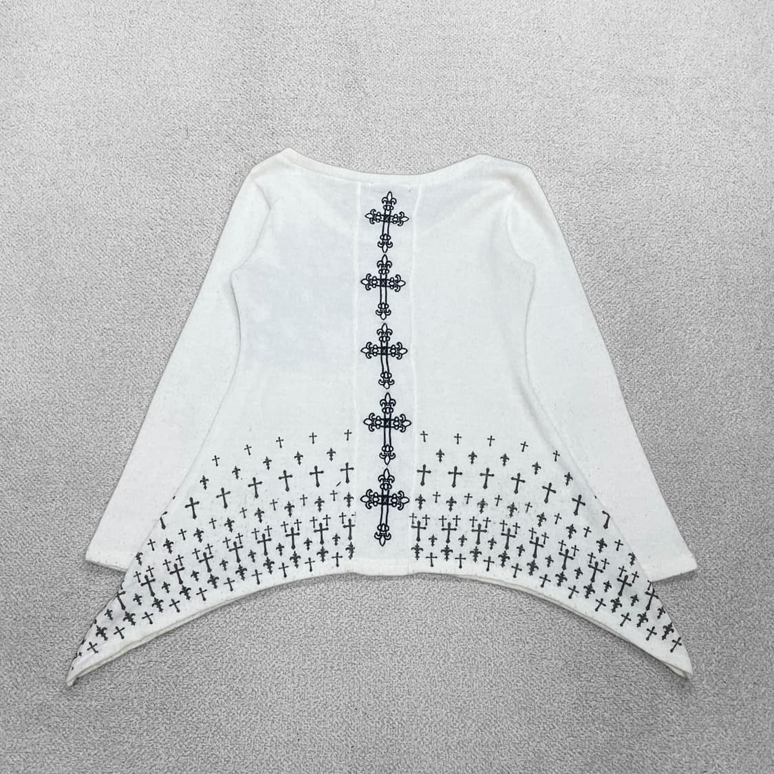 고스트 오브 할렘 y2k 펑크 비대칭 롱슬리브 화이트 상품이미지2