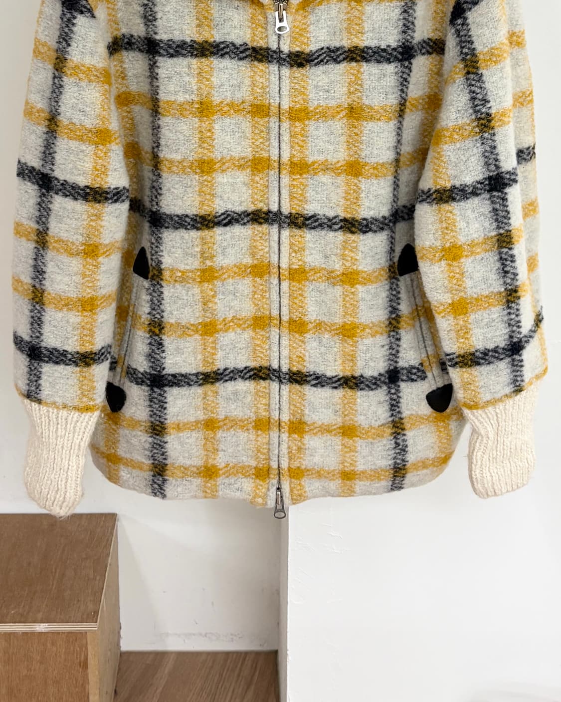 이자벨 마랑 베이지 체크 투웨이 집 울 자켓 상품이미지5