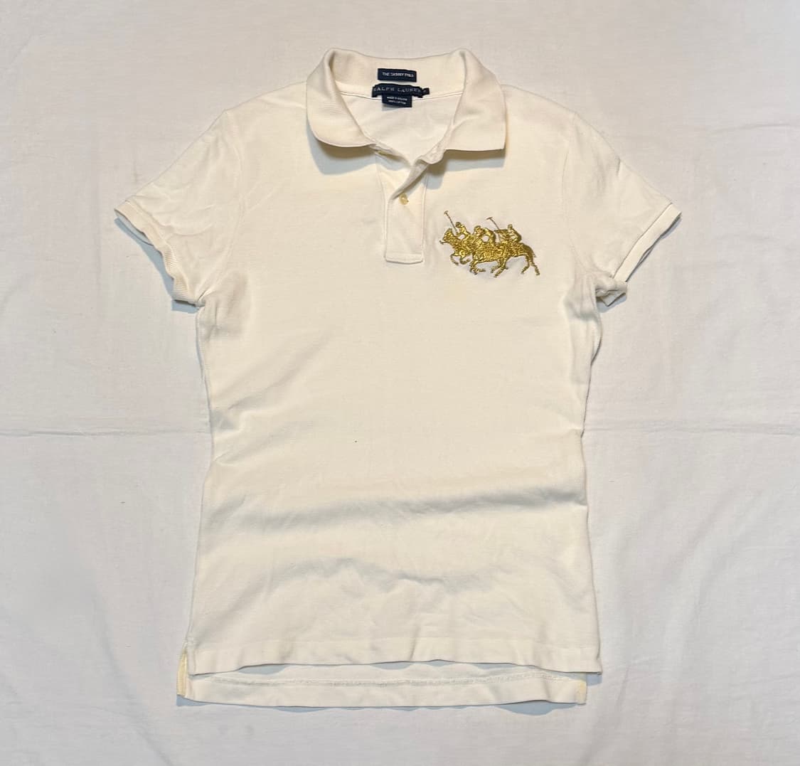 폴로 랄프로렌 빅포니 딱붙핏 카라티 아이보리 골드 상품이미지1