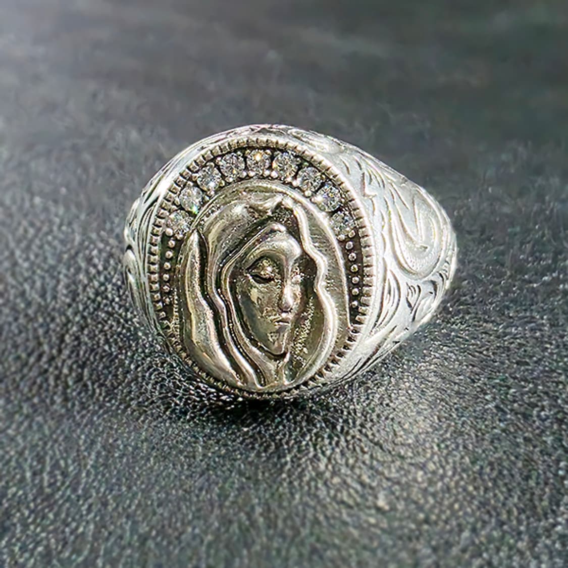 Virgin Mary 실버 빅사이즈 남자 빈티지 천주교 기독교 기도 반지 상품이미지3