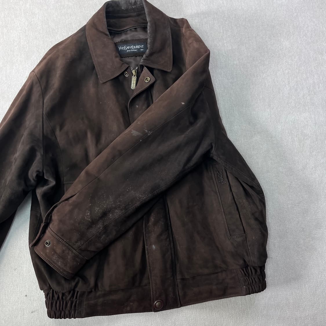 100 입생로랑 90s 스웨이드 블루종 자켓 상품이미지6