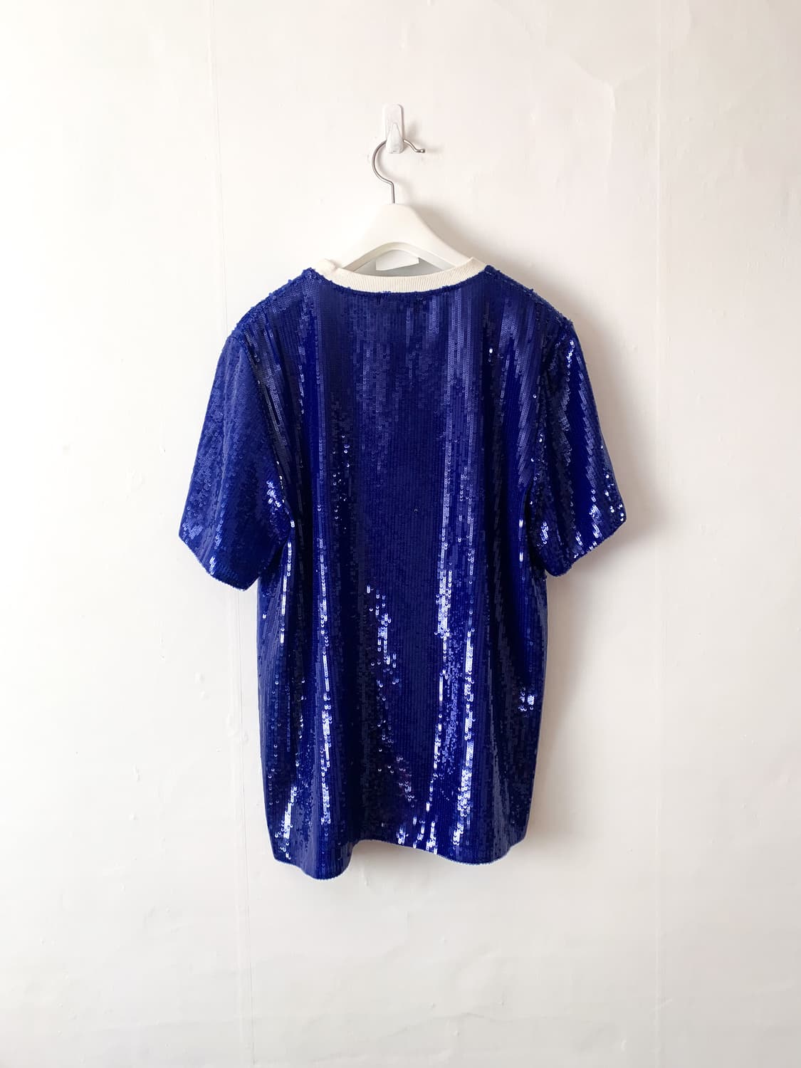 MSGM 블루 시퀸 스팽글 여성 반팔 티셔츠 S사이즈 상품이미지2