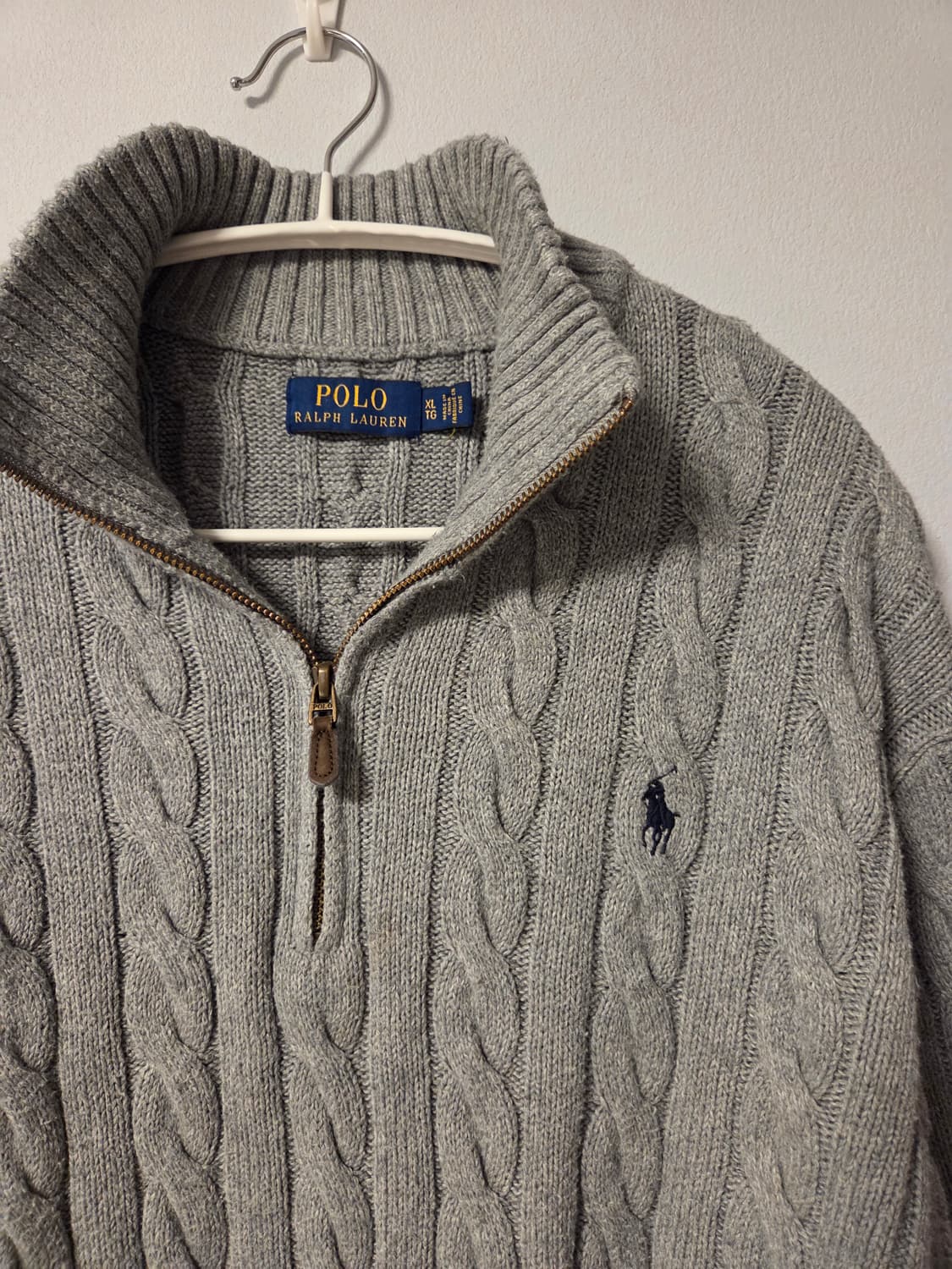 폴로 랄프로렌 케이블 니트 반집업 XL 회색 상품이미지2