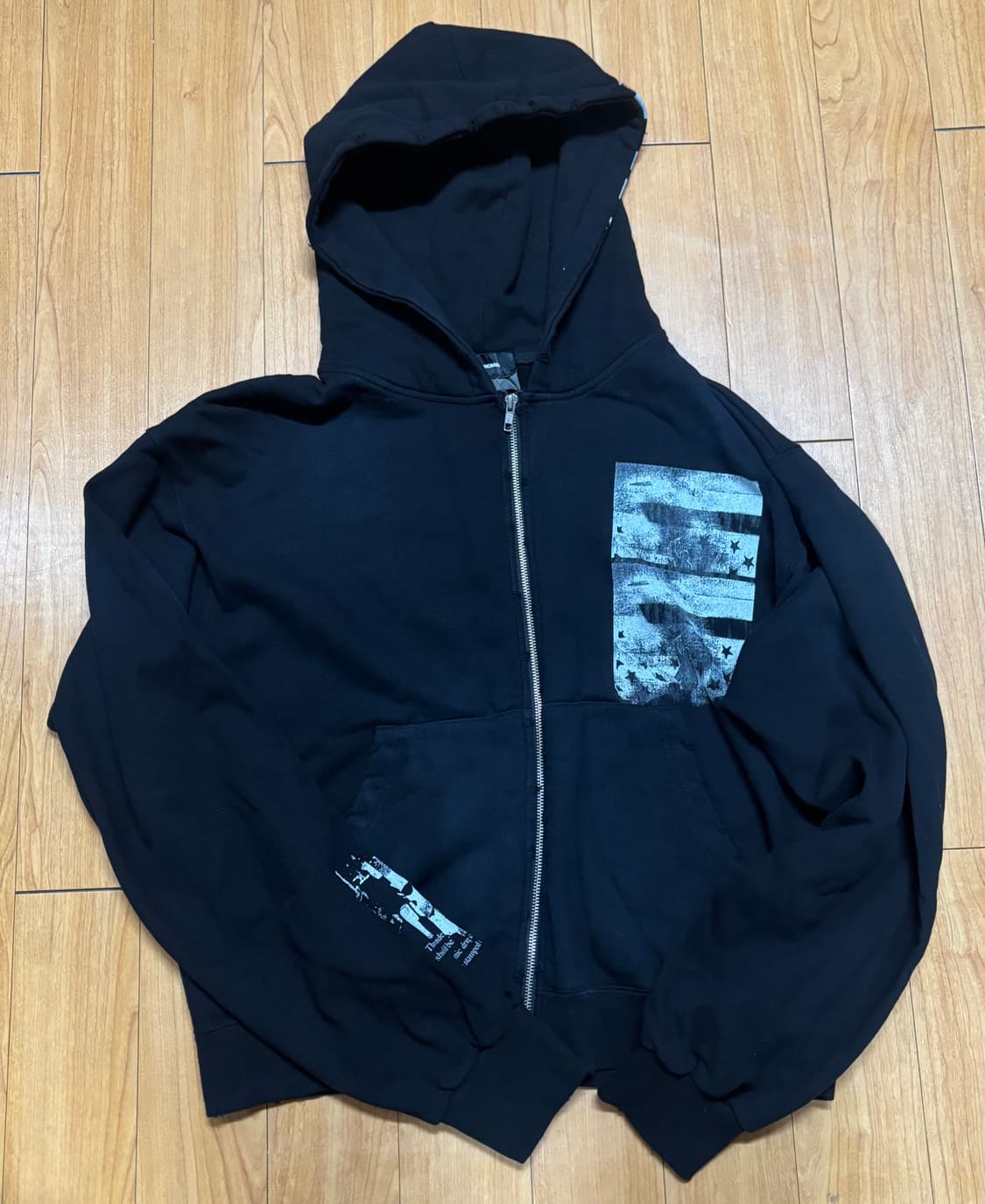 로어링라드 워시드 후드집업 블랙 L 상품이미지3