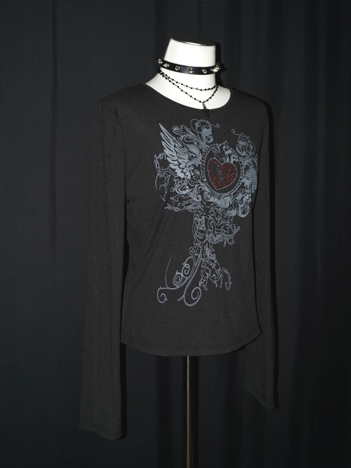 gothic rhinestone heart long sleeve  상품이미지2