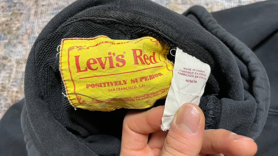 00s 빈티지 워크웨어 Y2K리바이스 레드 블랙 빈티지 워싱 후드티 M 상품이미지8