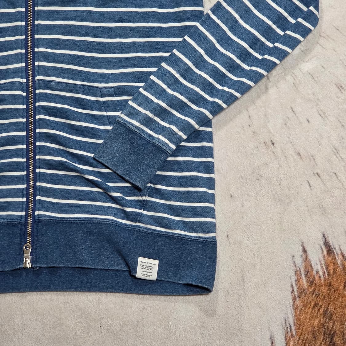 일본 빈티지 블루 단가라 투웨이 후드집업 상품이미지3