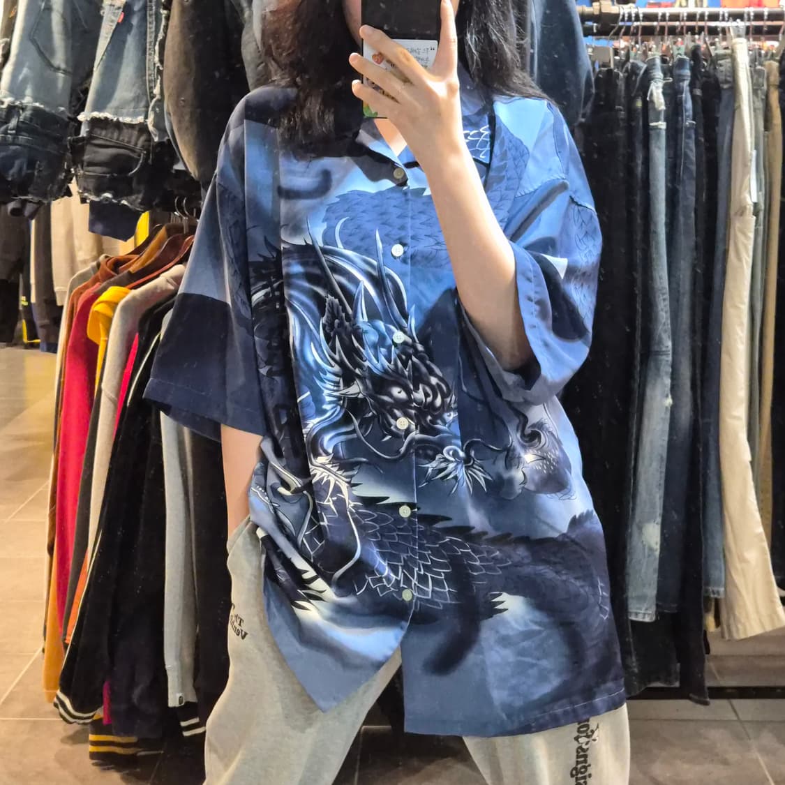 [NO.9] 오리엔탈 드래곤 그래픽 반팔 셔츠 상품이미지2