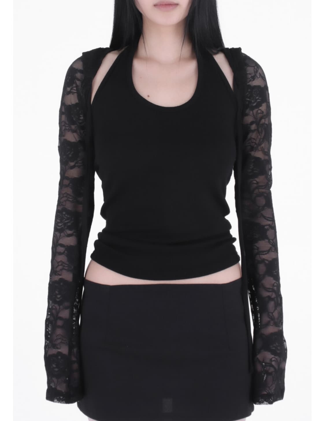 taae 태 레이스 후디 볼레로 가디건 상품이미지3