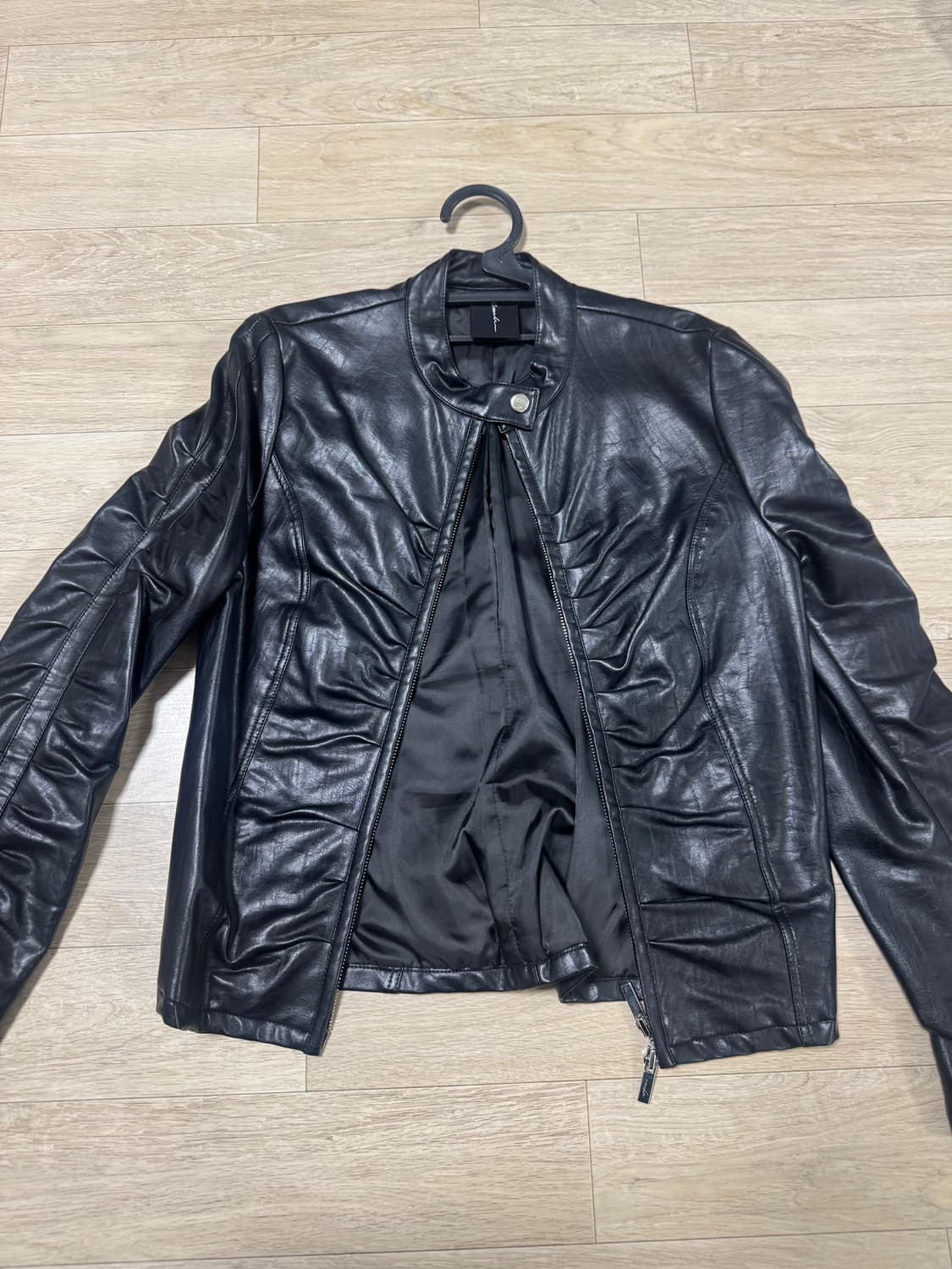 NACHE SHIRRING LEATHER JACKET 상품이미지2
