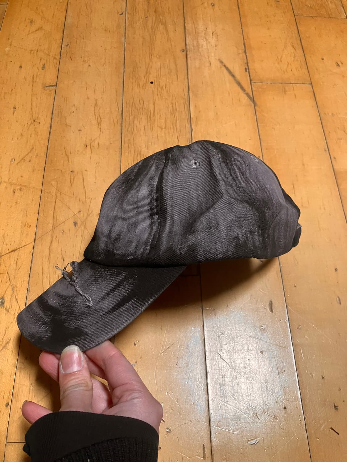 Japanese 90s 그런지 컷팅 워시드 페인티드 볼캡  그레이 상품이미지6