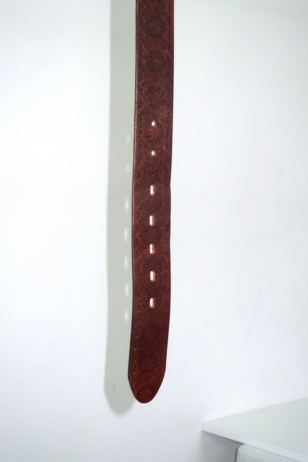 에스닉 플라워 브라운 가죽 벨트 Brown leather belt 상품이미지5